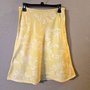 Ann Taylor Womens Green/White Floral 100% Silk A - Line Skirt Size 4 Lined